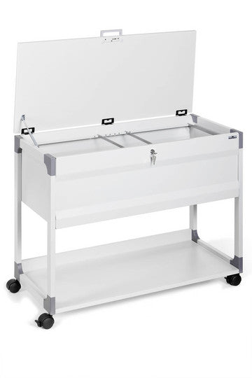 Durable Hängemappenwagen – für 100 Hängemappen A4, abschliessbar, mit Rollen, 897 × 736 × 432 mm, grau