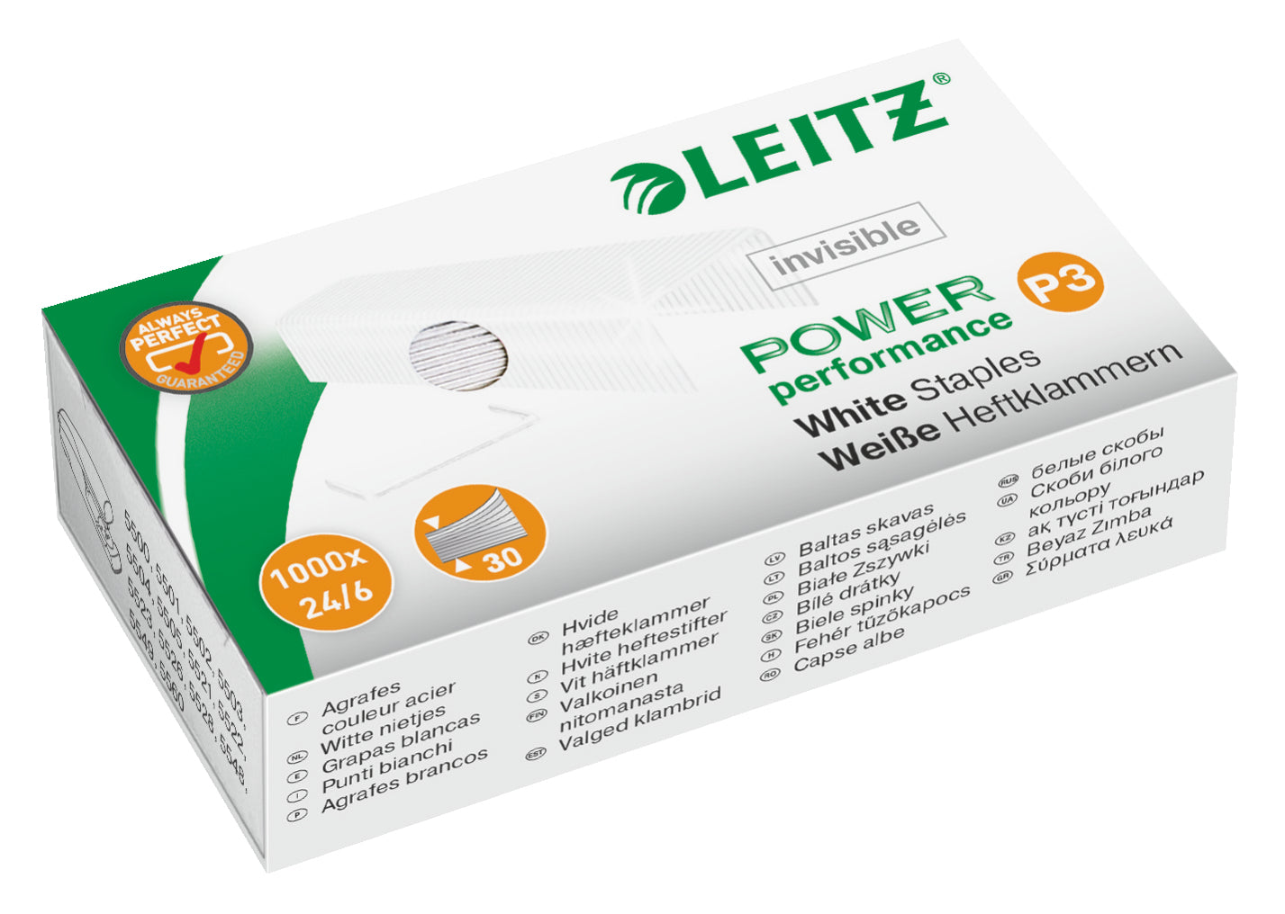 Leitz Heftklammern 24/6 – verzinkt, Metall, weiss – 1000 Stk.