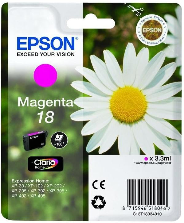 Epson C13T180340 Magenta Tintenpatrone (Original) – 180 Seiten – für XP-102/205/305/405