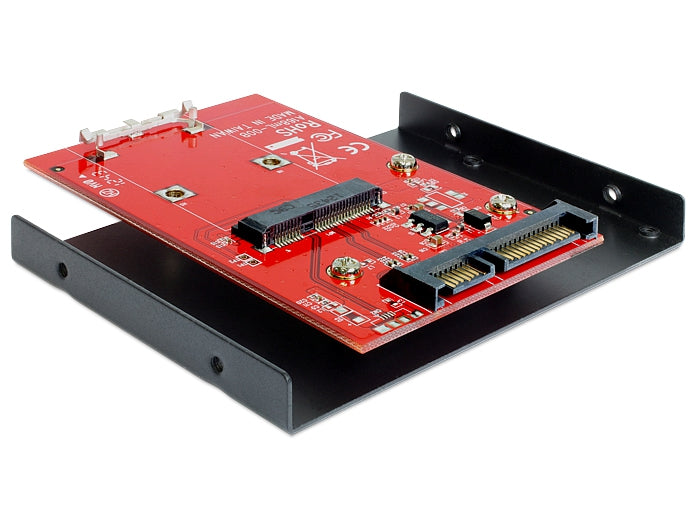 DeLOCK 62415 Adapter mSATA zu SATA – 6 Gbit/s, 3,5" Einbaurahmen, Rot