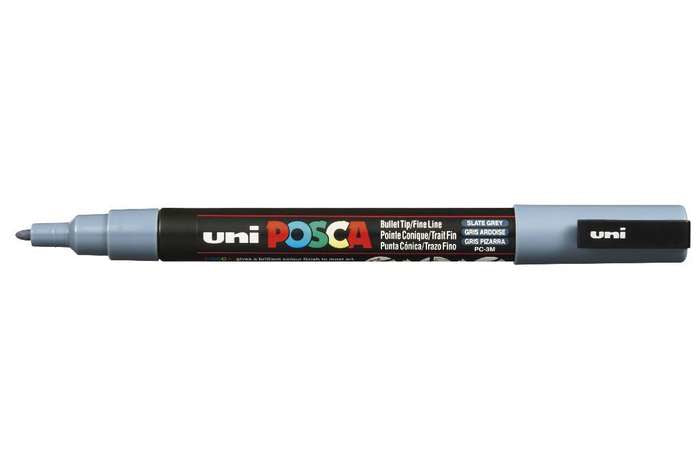 Uni-Ball POSCA PC-3M Marker – Rundspitze, 0,9–1,3 mm, wasserbasiert, dunkelgrau
