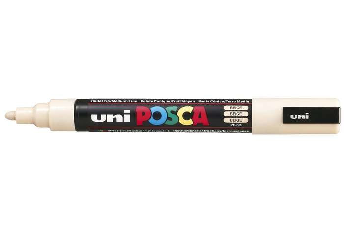 Uni-Ball POSCA Kreativ-/Pigmentmarker, beige, 1 Stk., deckend, geruchsarm – für viele Oberflächen