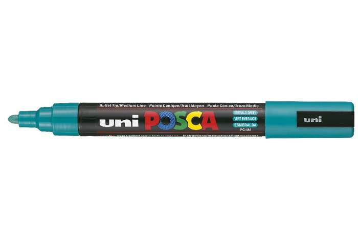 Uni-Ball POSCA Kreativ-/Pigmentmarker – Smaragdgrün, feucht abwischbar, deckend – für viele Oberflächen