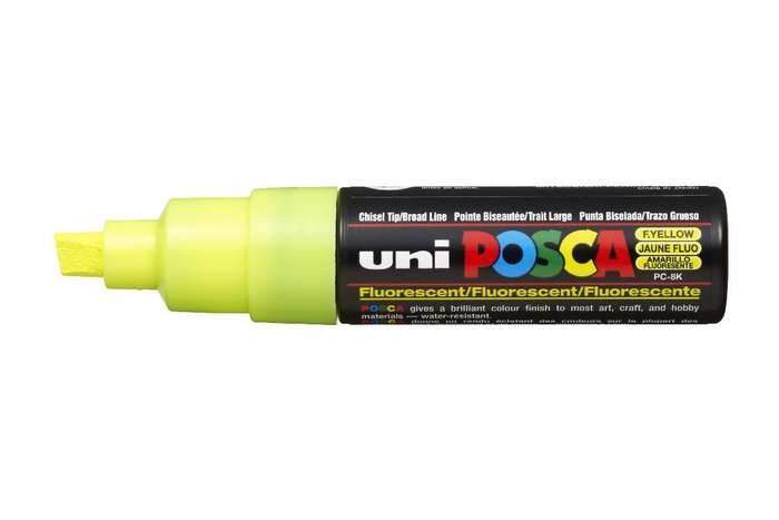 Uni-Ball POSCA PC-8K Kreativ-/Pigmentmarker – Keilspitze 8 mm, Gelb – Für viele Oberflächen