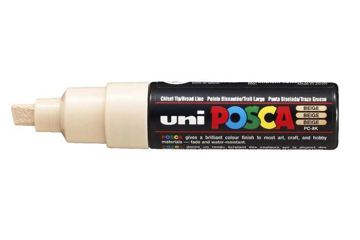 Uni-Ball POSCA PC-8K Permanentmarker – Keilspitze 8 mm – Beige – für poröse Oberflächen, Glas