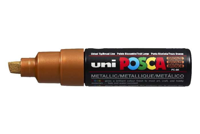 Uni-Ball POSCA Kreativ-/Pigmentmarker – Keilspitze 8 mm, Bronze, schnell trocknend – für poröse Oberflächen und Glas