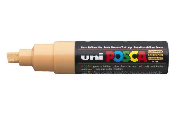 Uni-Ball POSCA PC-8K Kreativ-/Pigmentmarker – Keilspitze 8 mm, gelb, deckend, geruchsarm – für viele Oberflächen