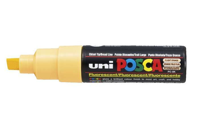 Uni-Ball POSCA PC-8K Kreativ-/Pigmentmarker – Keilspitze 8 mm, orange, feucht abwischbar – für viele Oberflächen