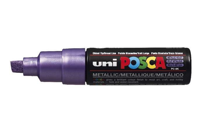Uni-Ball POSCA Kreativ-/Pigmentmarker – Keilspitze 8,5 mm, violett, deckend, schnell trocknend – für viele Oberflächen