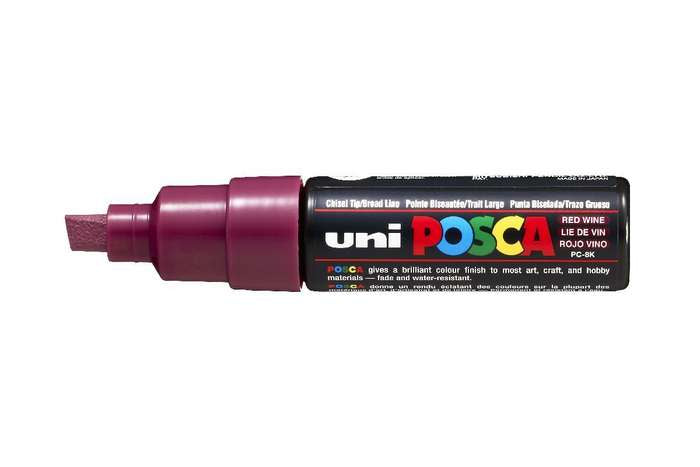 Uni-Ball POSCA PC-8K Acrylmarker – Keilspitze, 8 mm, wasserbasiert, Bordeaux