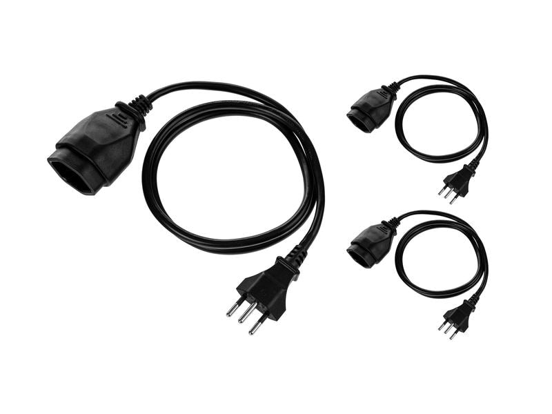 Furber. Furber F.power Verlängerungskabel – T12–T13, 1 m, 3×1 mm², schwarz, 3er-Set