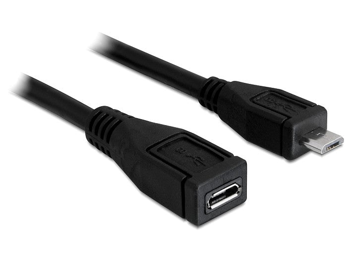 DeLOCK USB-Micro-USB-B Verlängerungskabel (Stecker auf Buchse) – USB 2.0 (480 Mbit/s) – 1 m – Schwarz