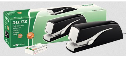 Leitz 5533 – Elektrischer Hefter, 20 Blatt, Flat-Clinch, Einlegetiefe 20 mm, Schwarz