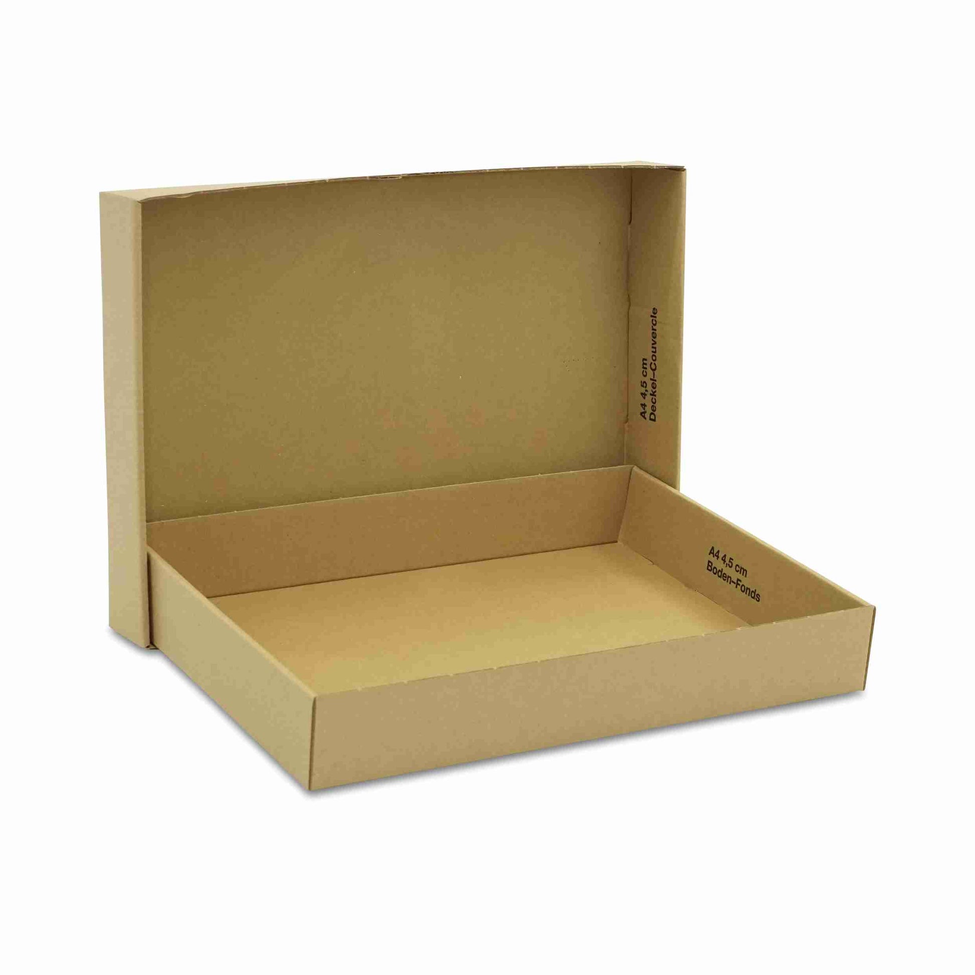 Model Teleskopbox – 302 × 215 × 46 mm, braun, Wellkarton, höhenvariabel, Deckel – 1 Stk., ab 1'000 Stk.