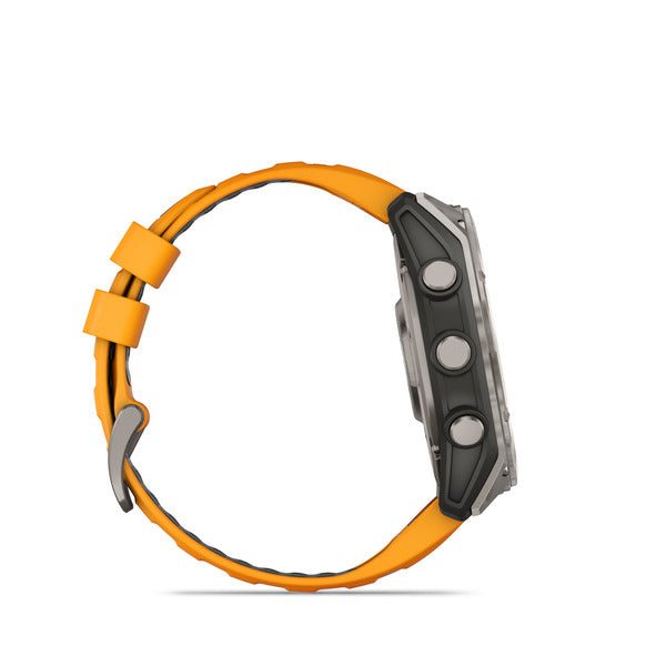 Garmin Fenix 8 AMOLED Sapphire – GPS-Smartwatch – 51 mm, 1,4", GPS, AMOLED, Saphirglas, 100 m, Silber/Orange