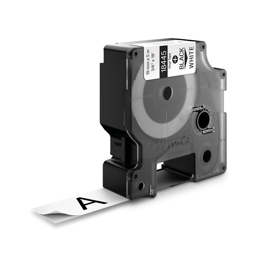 DYMO Schriftband – 19 mm × 5,5 m, weiss, schwarz, Rhino IND – für DYMO Rhino: 3000, 4200, 5000 und weitere