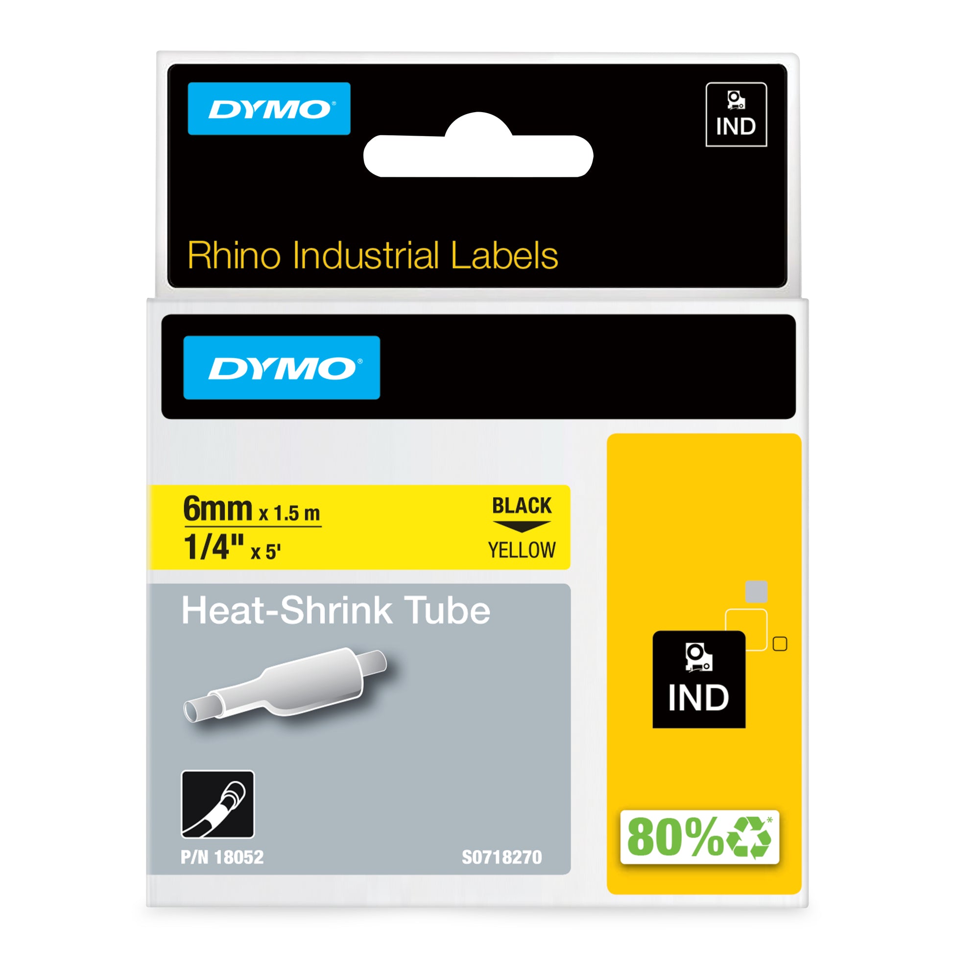 DYMO Schriftband – 6 mm × 1,5 m, gelb, schwarz – für DYMO Rhino: 3000, 4200, 5000 und weitere