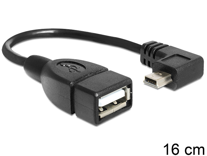 DeLOCK 83245 Adapterkabel USB-A zu Mini-USB-B – USB 2.0 (480 Mbit/s), 0,16 m, OTG, Schwarz