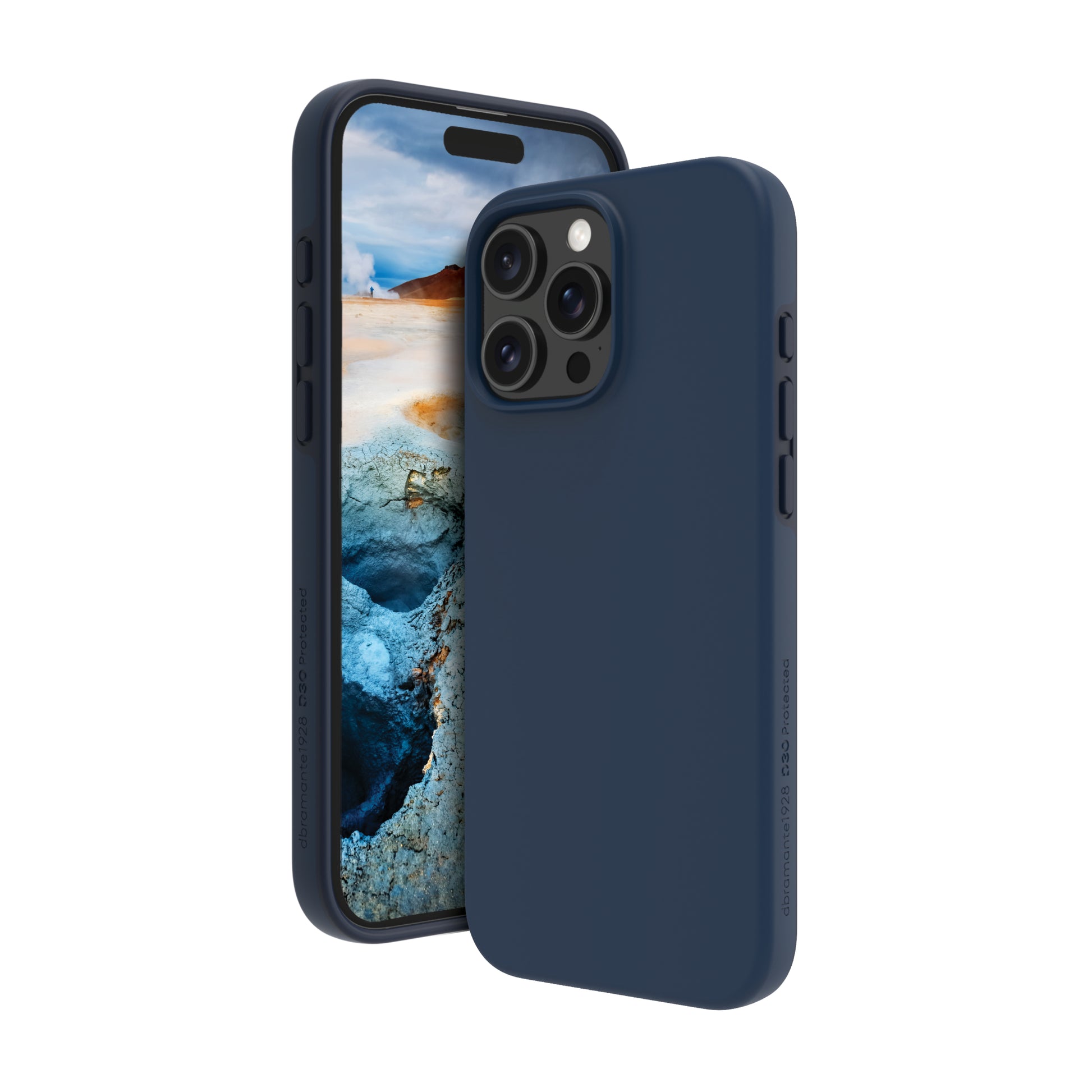 dbramante1928 Iceland Ultra D3O – Backcover – für Apple iPhone 16 Pro, MagSafe, Recycling-Kunststoff, Blau