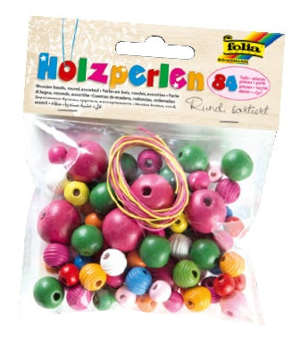 Folia Holzperlen – sortiert – 84 Perlen