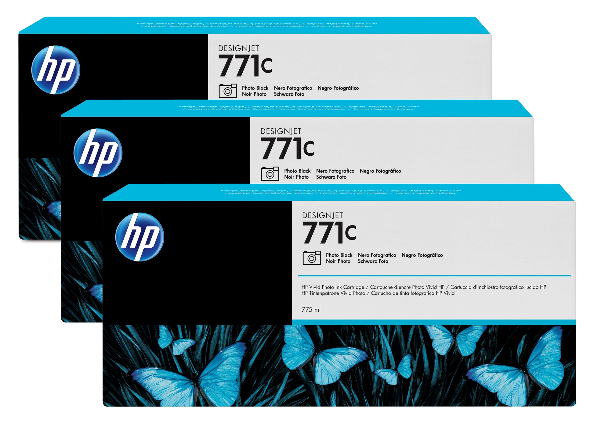 HP Tintenpatronen-Multipack 771C, Photo Black, 3er-Pack