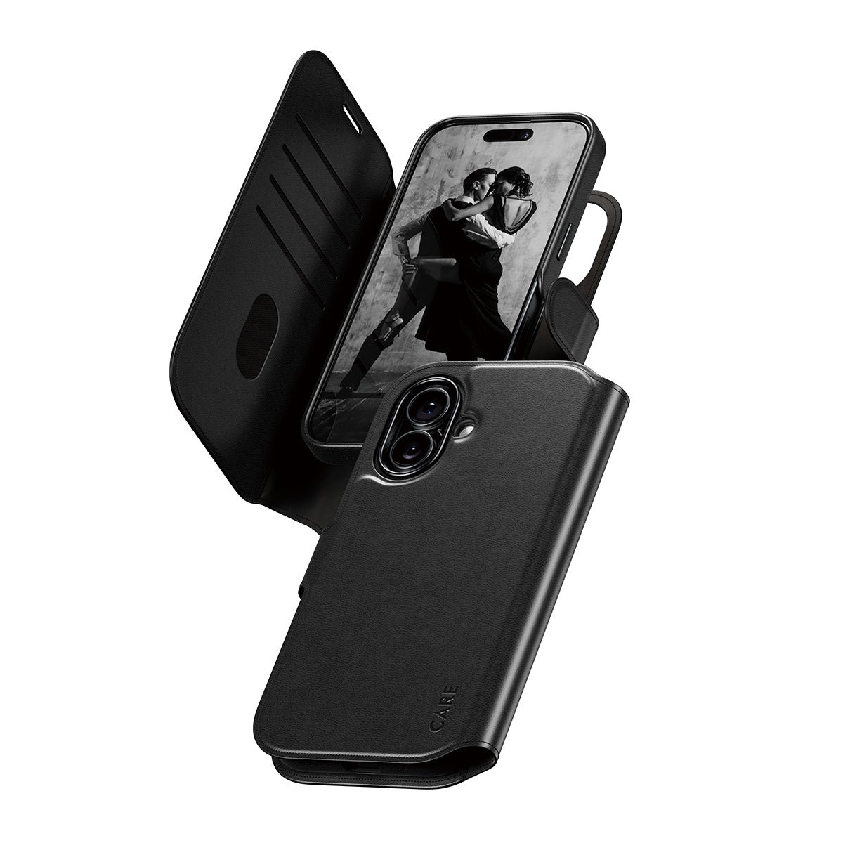 PanzerGlass Booklet-Hülle – für Apple iPhone 17 – schwarz – Kunstleder – MagSafe-kompatibel, mit Kartenfach