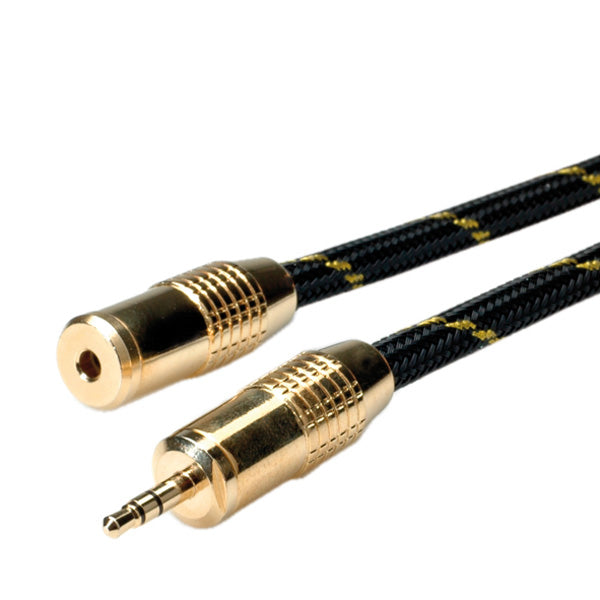 ROLINE 3,5-mm-Klinken-Verlängerung – Stecker zu Buchse – 10 m, 3-polig, vergoldeter Stecker