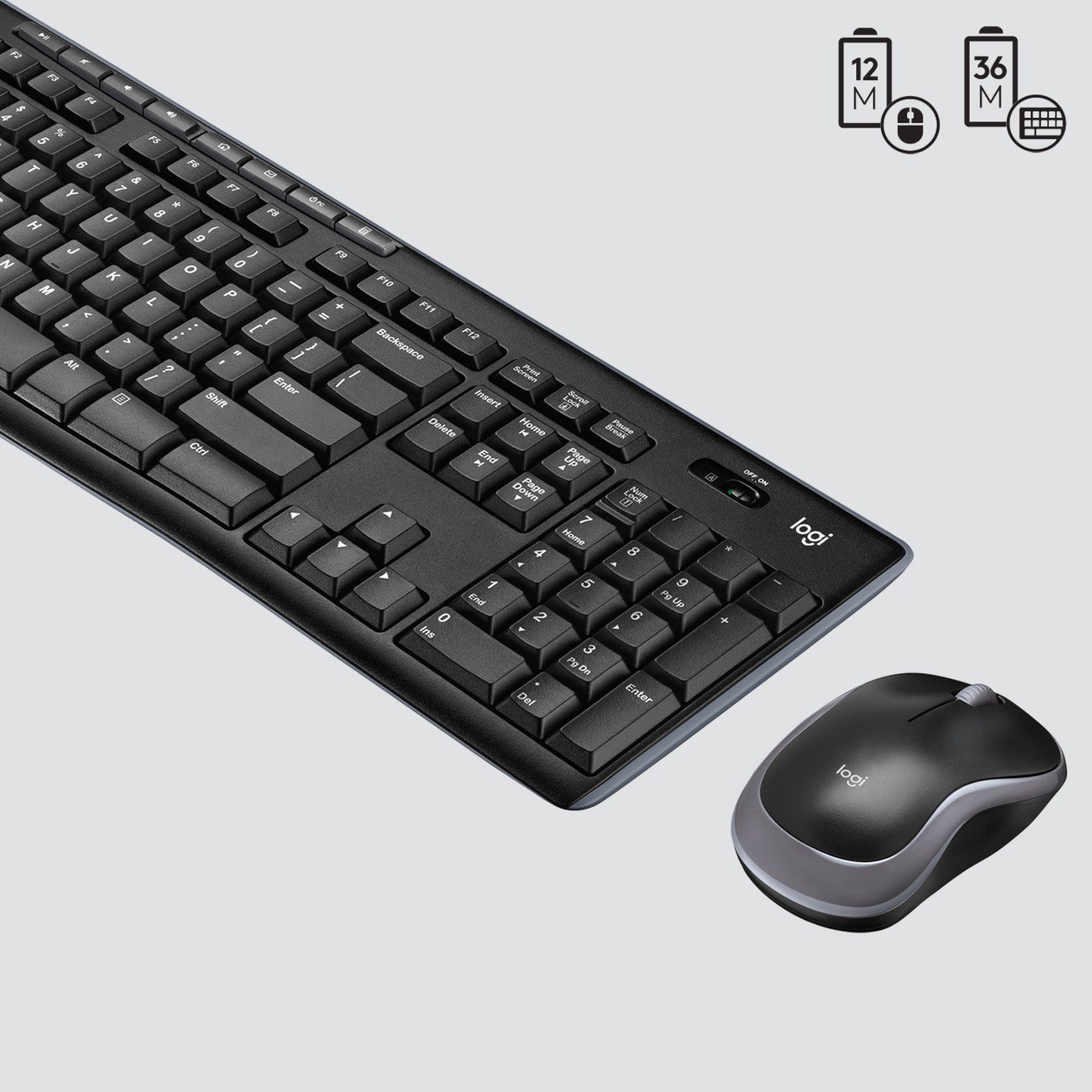 Logitech MK270 – Tastatur- und Maus-Set – 2,4 GHz USB-A (Unifying-Empfänger) – QWERTY (US-INT) – Schwarz/Silber