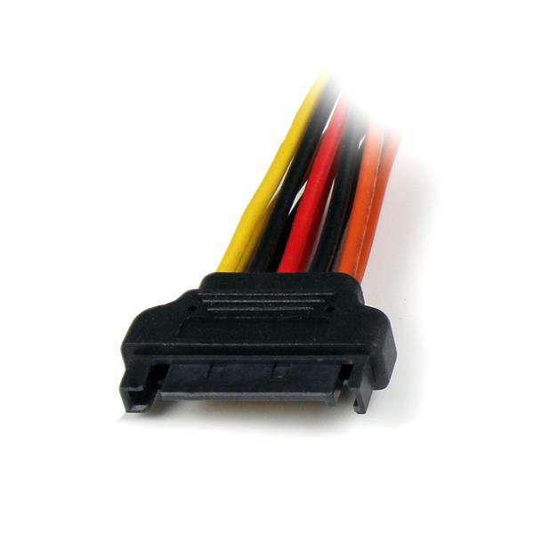 StarTech.com SATA Y Stromkabel – SATA 15-Pin zu 2× SATA 15-Pin, 0,15 m, mit Verriegelung, Schwarz/Orange/Rot/Gelb