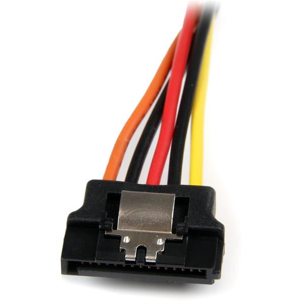 StarTech.com SATA Y Stromkabel – SATA 15-Pin zu 2× SATA 15-Pin, 0,15 m, mit Verriegelung, Schwarz/Orange/Rot/Gelb