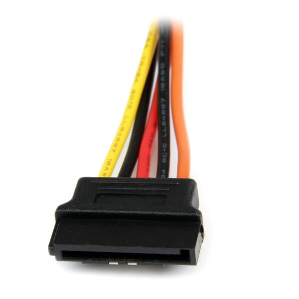 StarTech.com SATA Y Stromkabel – SATA 15-Pin zu 2× SATA 15-Pin, 0,15 m, mit Verriegelung, Schwarz/Orange/Rot/Gelb