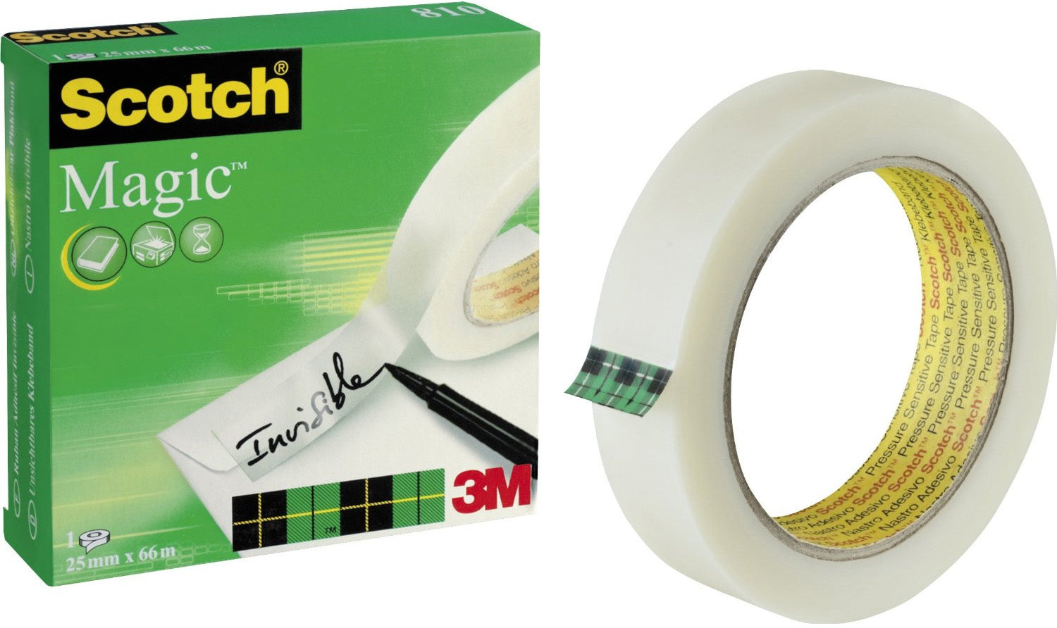 Scotch Büro-Klebeband Magic 810 – permanent, matt, unsichtbar, beschriftbar, 25 mm × 66 m
