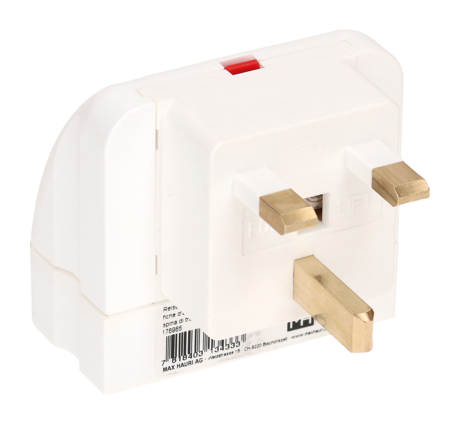 Max Hauri AG Max Hauri – Reiseadapter – von Typ 13 zu Typ G – geerdet – weiss – 1 Stk.