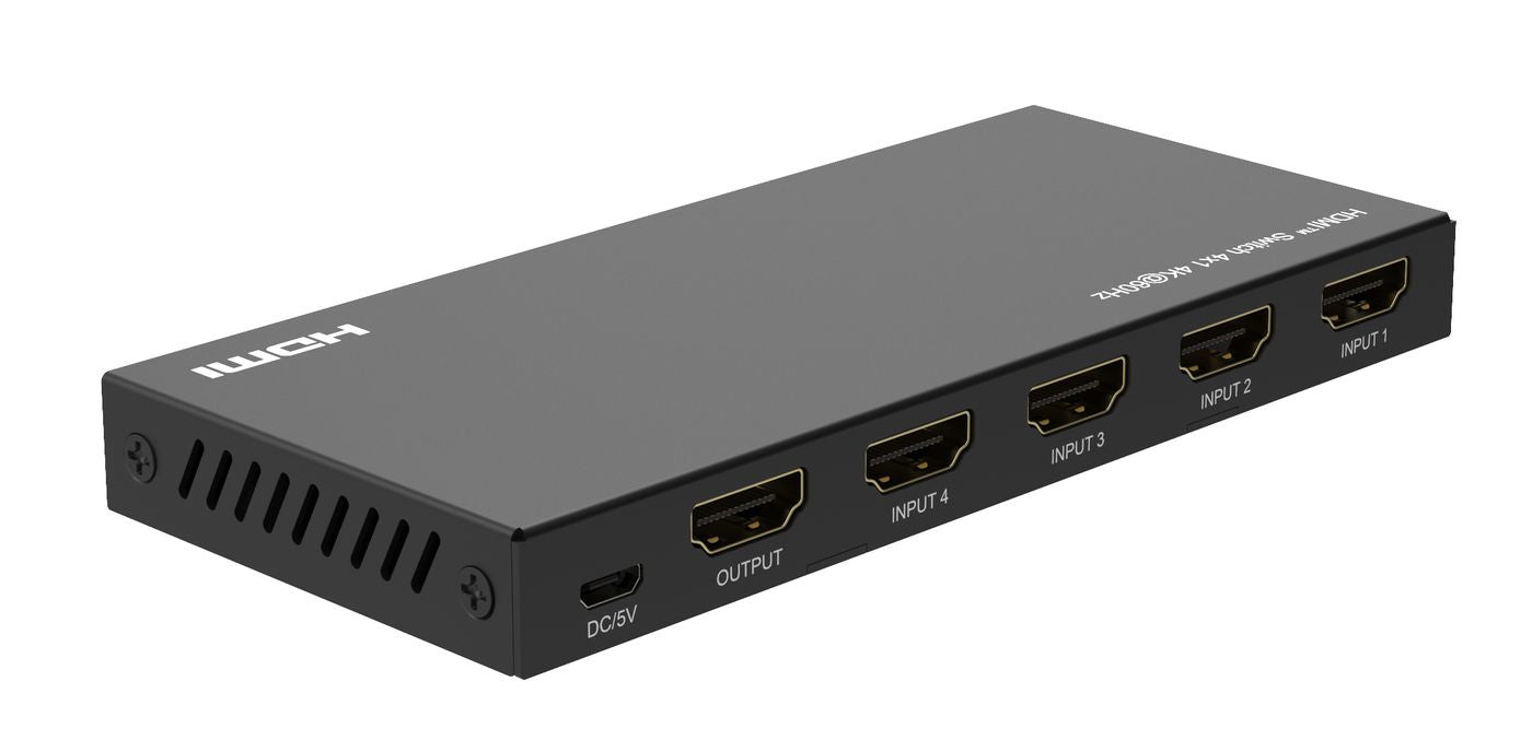 MicroConnect HDMI-Umschalter 4K 60 Hz – MC-HDMISWITCH0401-4K, 4 × 1, HDCP 2.2