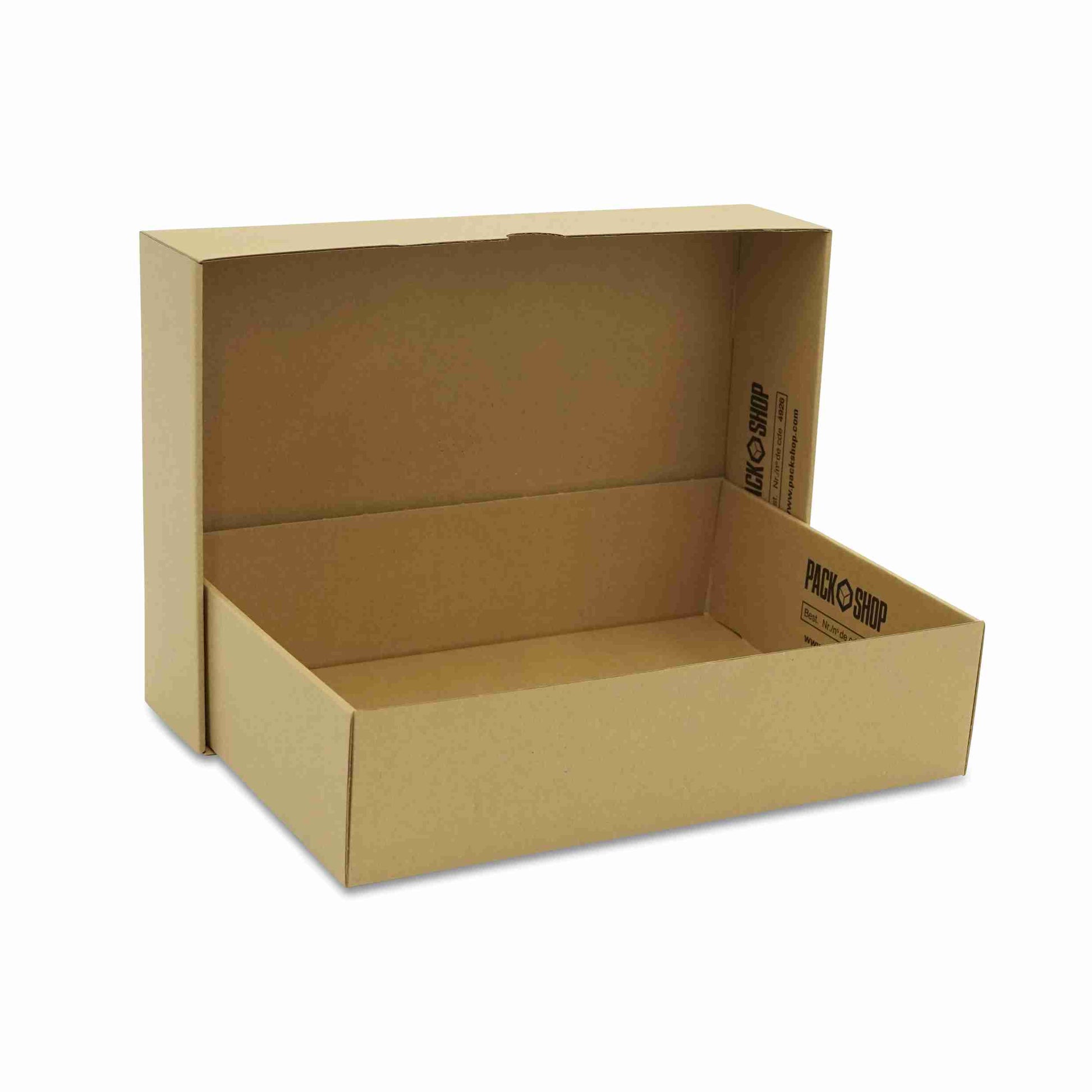 Model Stulpschachtel – 320 × 230 × 80 mm, braun, Deckel – 1 Stk., ab 1'000 Stk.