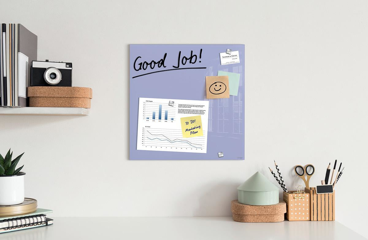 Sigel Whiteboard – 48 × 48 cm, Glas, magnetisch, Wandmontage, inkl. Magnete, Montagesatz