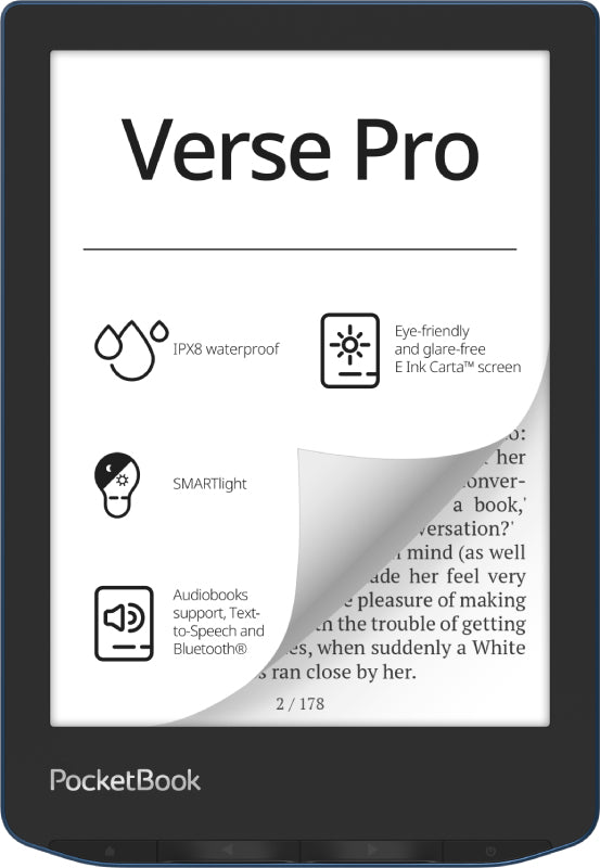 PocketBook Verse Pro – 6" E-Ink, 16 GB, IPX8, Blau
