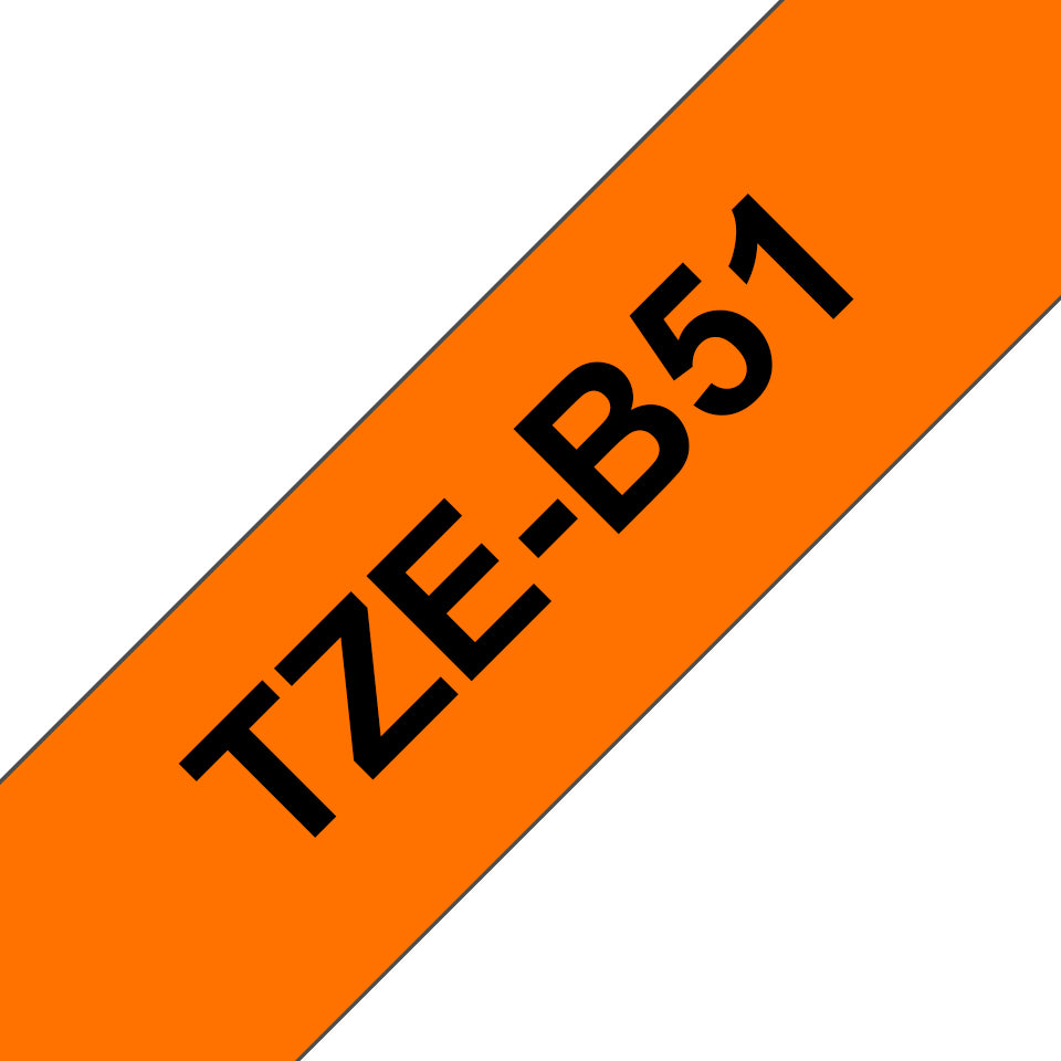 Brother TZe-B51 fluoreszierendes Schriftband – Schwarz auf fluoreszierendem Orange – 24 mm × 5 m – für Brother