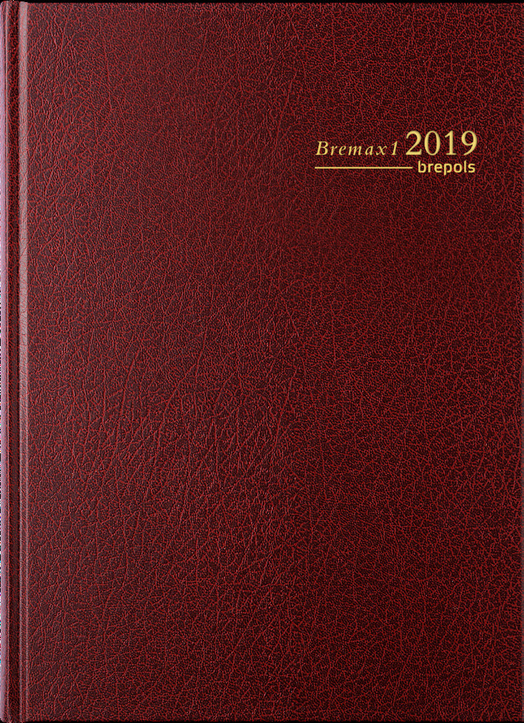Brepols Bremax 1 Agenda – 1 Tag/Seite, gebunden, 21 × 29 cm, 2027, 1/4-Stunden-Takt, Bordeaux, FSC