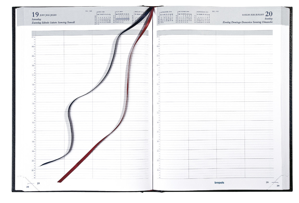 Brepols Bremax 1 Agenda – 1 Tag/Seite, gebunden, 21 × 29 cm, 2027, 1/4-Stunden-Takt, Bordeaux, FSC
