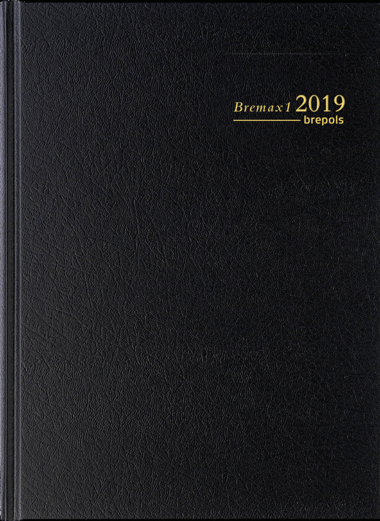 Brepols Bremax 1 Agenda – 1 Tag/Seite, gebunden, 21,0 × 29,0 cm, 2026, 1/4‑h‑Takt, schwarz, FSC