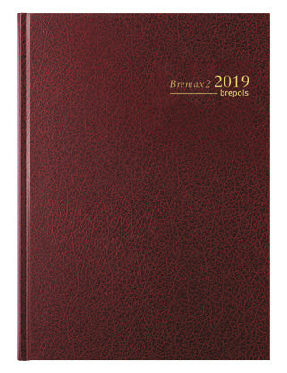 Brepols Bremax 2 Agenda – 1 Tag/2 Seiten, gebunden, 21,0 × 29,0 cm, 2027, Bordeaux, FSC