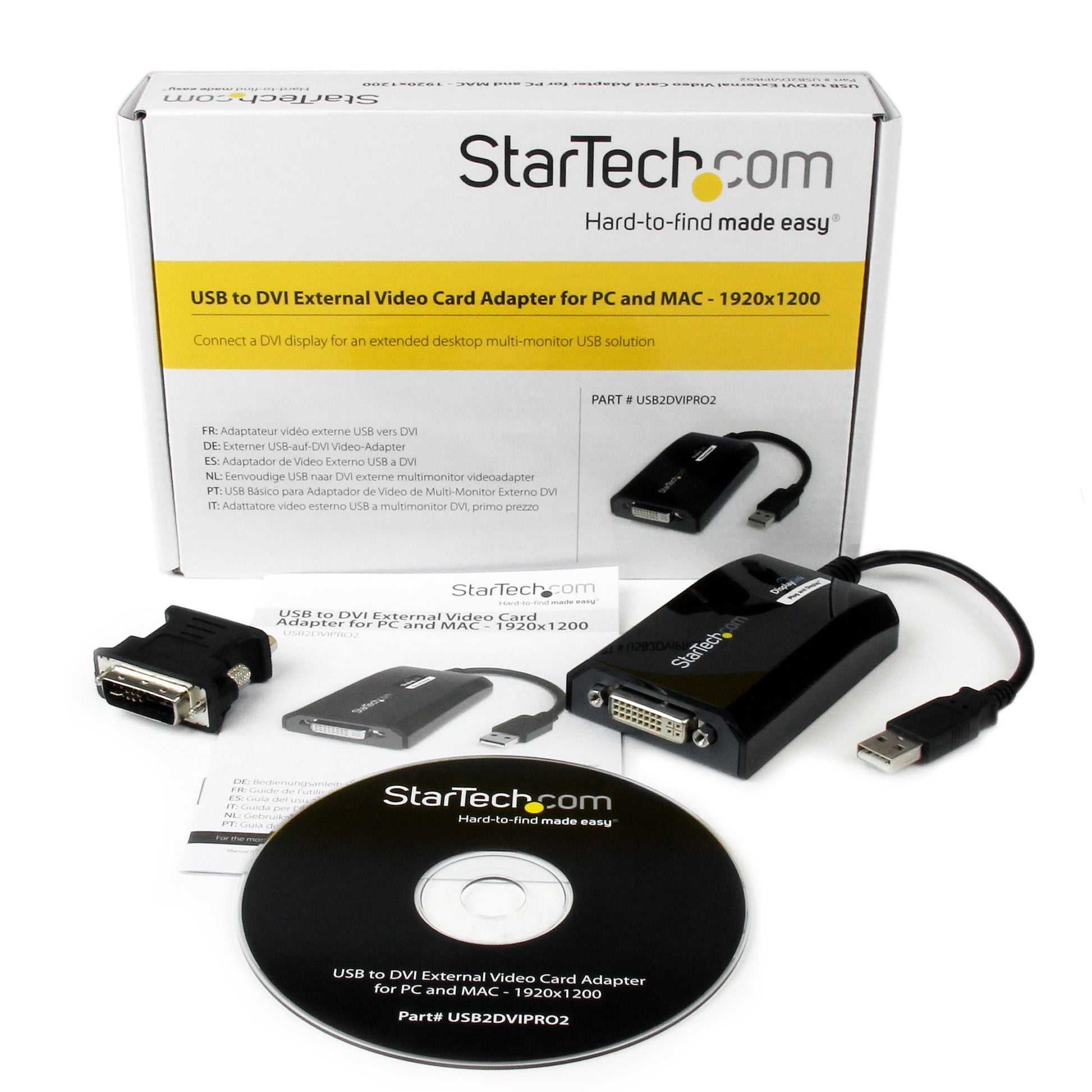 StarTech.com USB auf DVI Adapter USB 2.0 1920×1200 – 0,165 m – für Windows, Mac, Linux