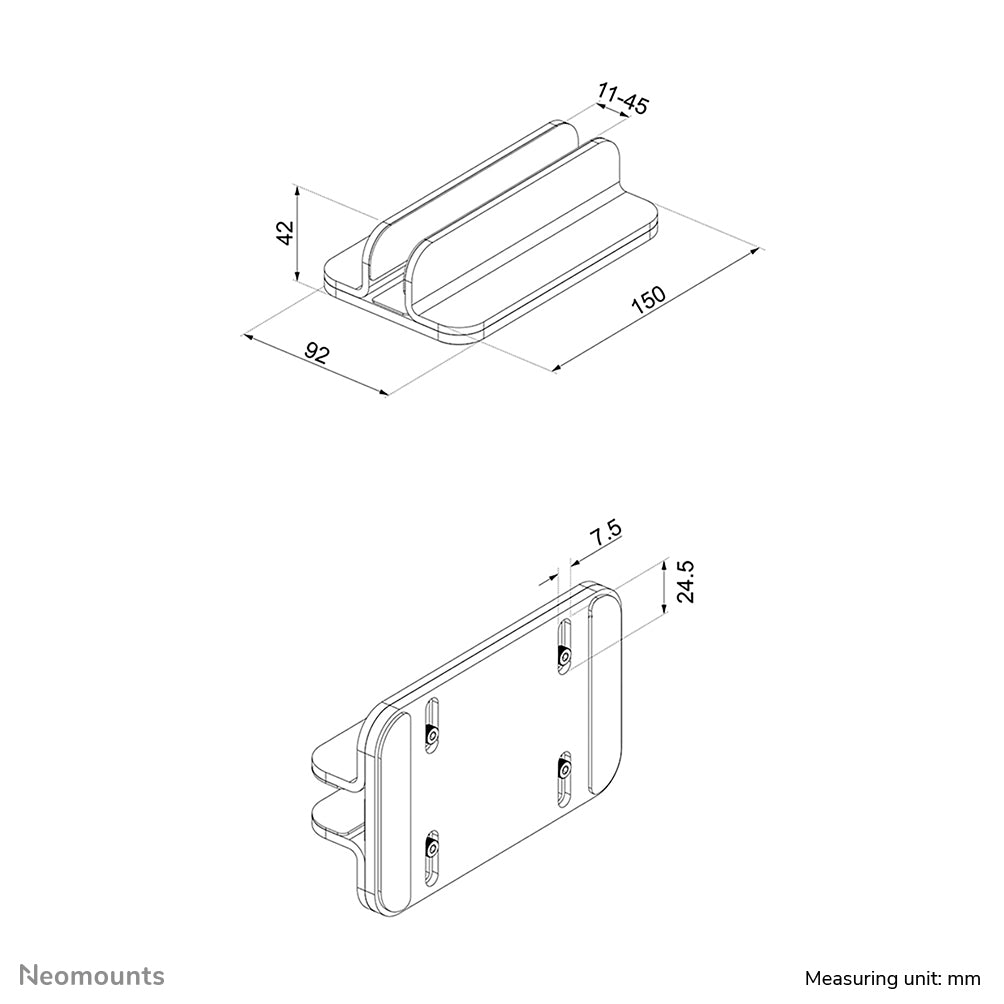 Neomounts Laptop-Ständer – für Laptops bis 17", 5 kg – Silber