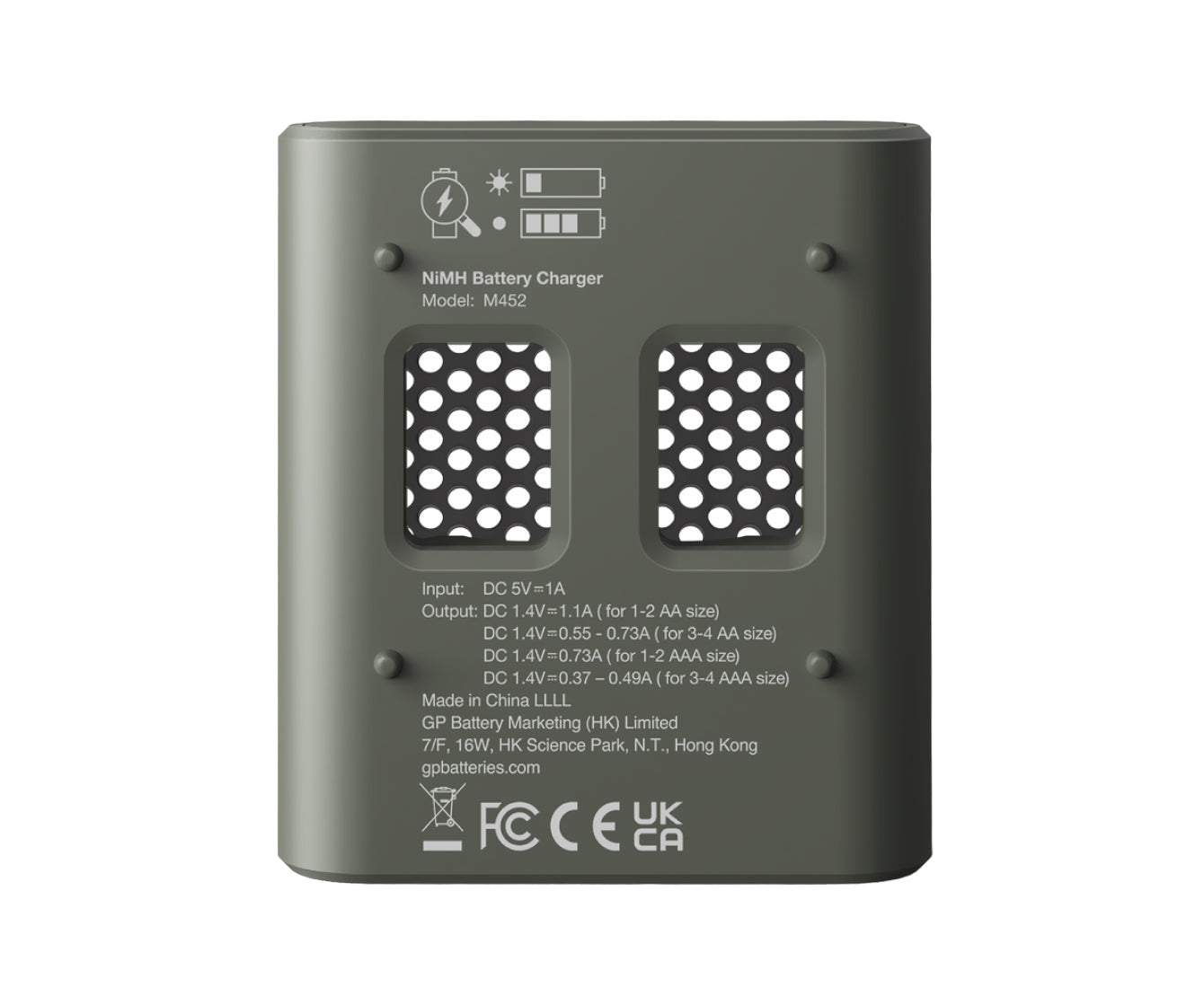 GP Batteries M451 Batterieladegerät 4× – für AA/AAA (NiMH) – inkl. 4× AA 2600 mAh