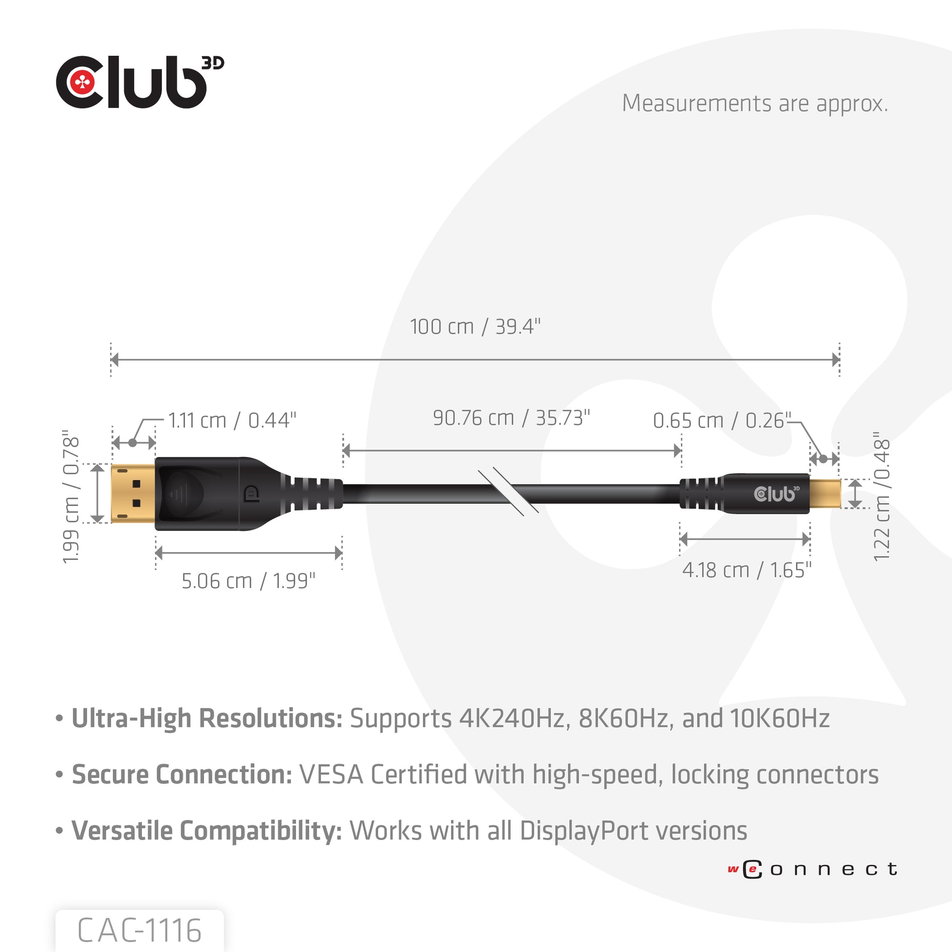 CLUB3D Club 3D Mini DisplayPort auf DisplayPort Kabel DP 2.1 8K 60 Hz – 1 m