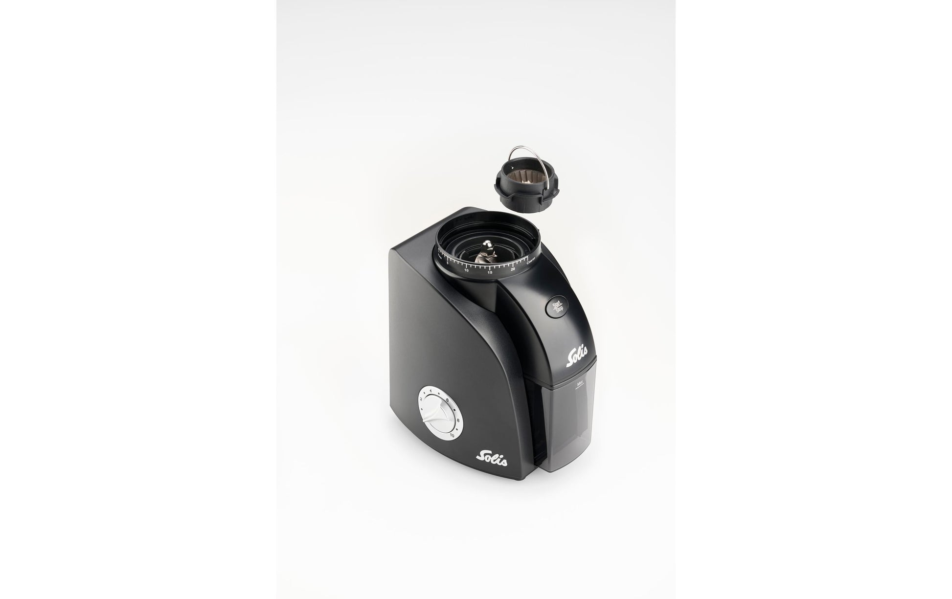 Solis Kaffeemühle Scala Plus 1662 – Kegelmahlwerk, 24 Stufen, 300 g, 135 W, Schwarz