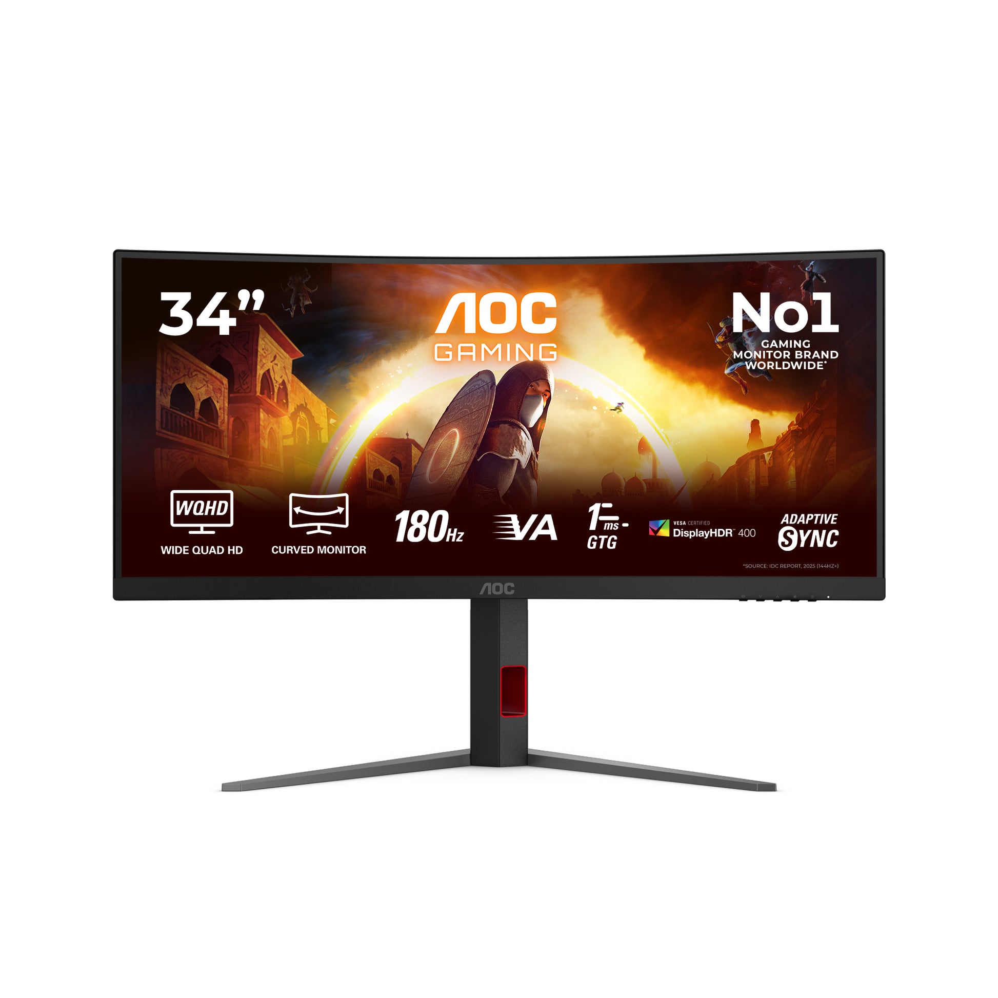 AOC CU34G4CA – 34" Curved, 3440 × 1440 (UWQHD), VA, 180 Hz, USB-C 90 W, KVM, DisplayHDR 400