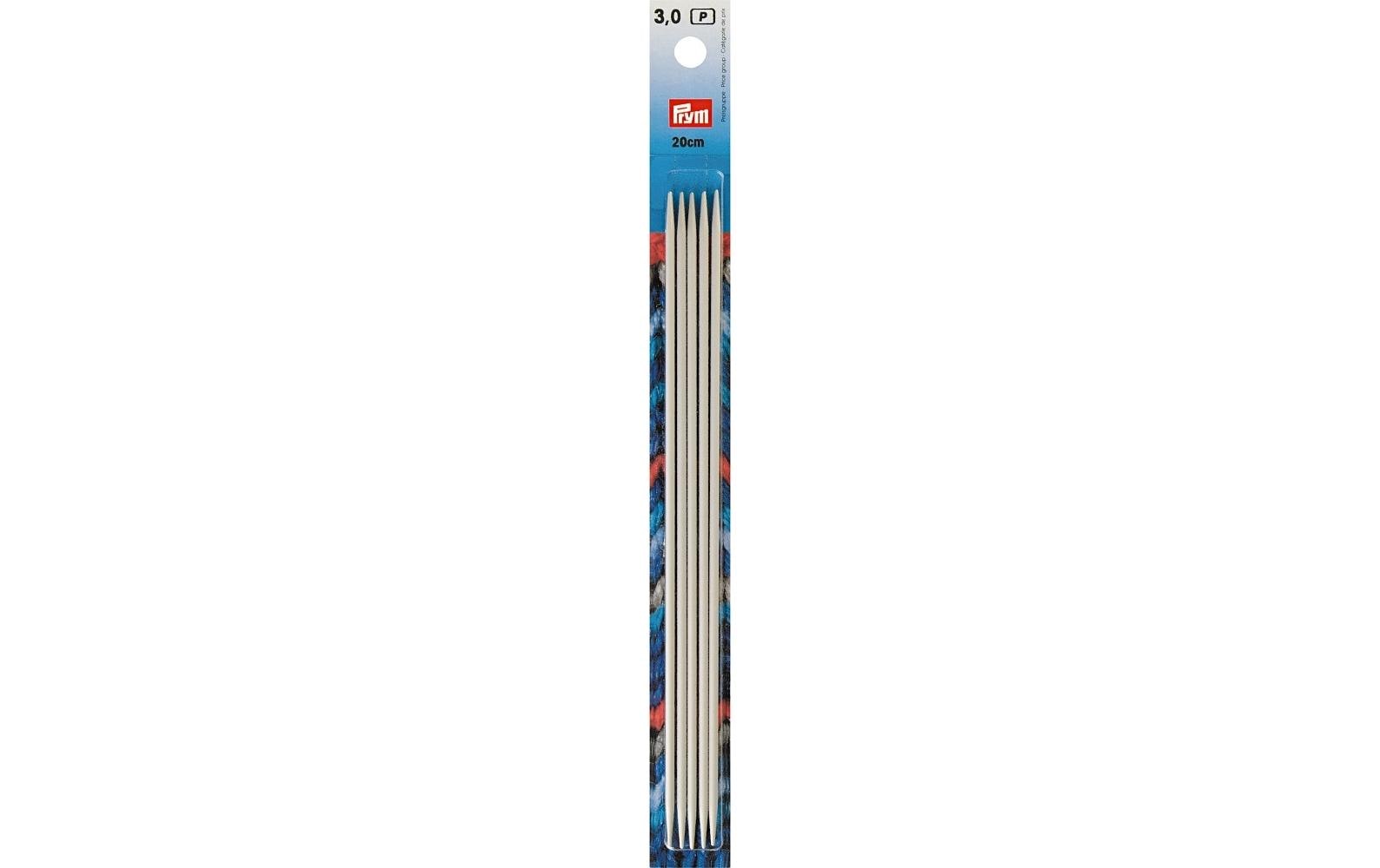 Prym Strumpfstricknadeln Grau – 3 mm, 20 cm, Aluminium, 5 Stk.
