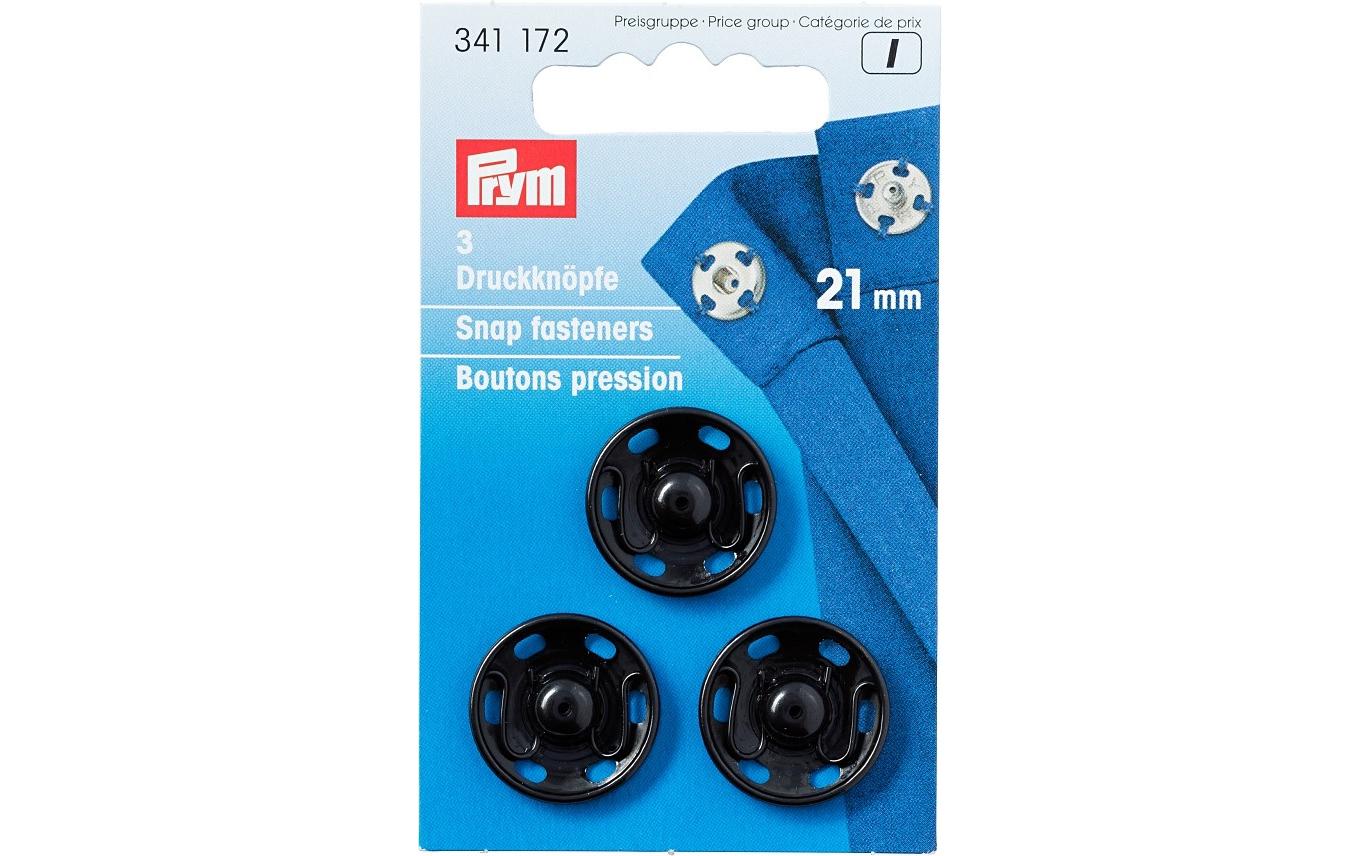 Prym Ösen Ø 21 mm – Metall, schwarz, 3 Stück